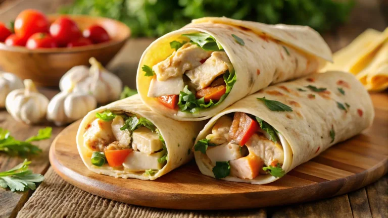 Cheesy Garlic Chicken Wraps